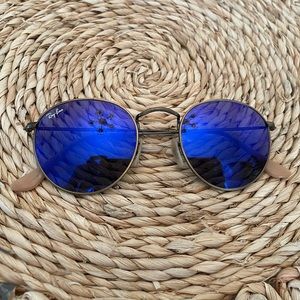 Ray Ban Round Sunglasses Blue Chrome